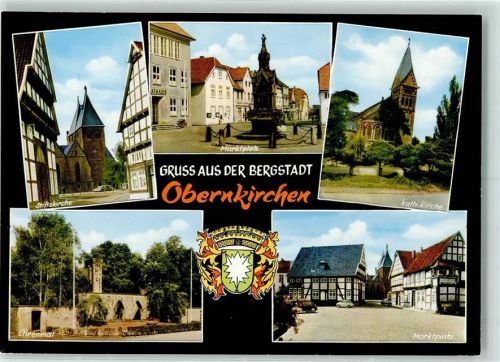 Obernkirchen Rückseite mit Abschürfungen bzw Kleberesten Marktplatz Ehrenmal