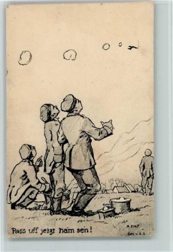 1917 Pass uff jetzt ham sen - Kaffeemühle AK