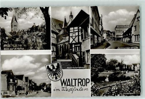 Waltrop Blick auf St. Petrus Östring Malerischer Winkel Dortmunder Straße Am stutenteich Rückseite mit Abschürfungen bzw Kleberesten