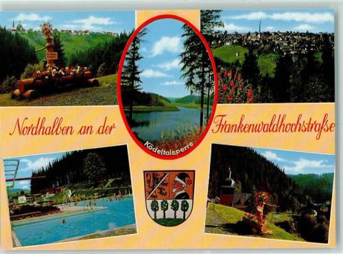 Nordhalben Rückseite mit Abschürfungen bzw Kleberesten Ködeltalsperre Schwimmbad