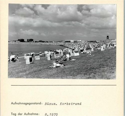 Büsum Korbstrand Foto montiert auf Karton