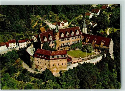 Schönberg Rückseite mit Abschürfungen bzw Kleberesten Fliegeraufnahme Schloss Schönberg