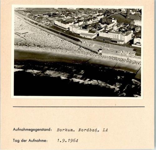 Borkum Luftaufnahme Nordbad Foto montiert auf Karton
