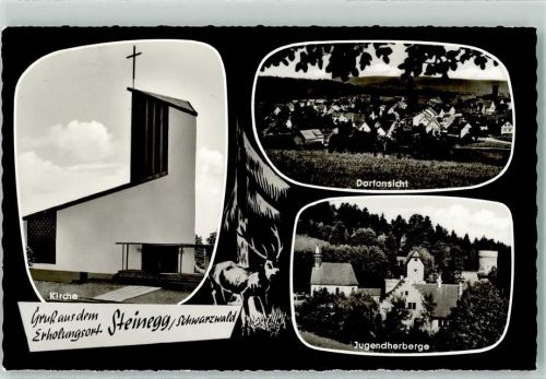 Steinegg Rückseite mit Abschürfungen und Kleberesten Kirche Dorfansicht Jugendherberge