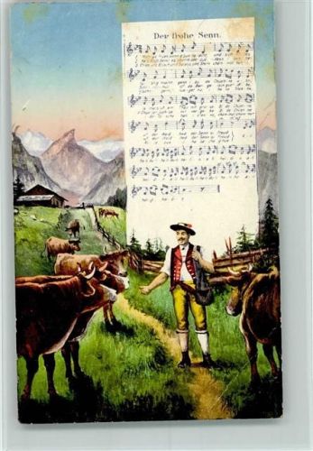 1913 Verlag Künzli-Tobler 4572 - Liederkarte "Der frohe Senn"