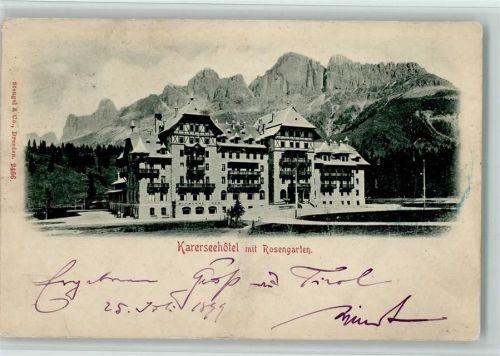 Bozen Karerseeotel mit Rosengarten