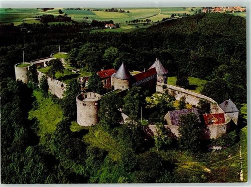 Breitenbach Rückseite mit Abschürfungen bzw Kleberesten Fliegeraufnahme Burg