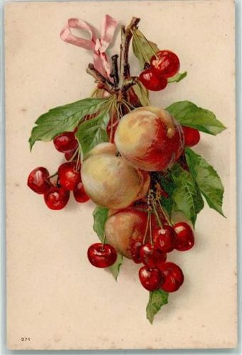 1898 Kirschen und Pfirsiche AK