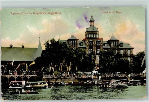 Tigre 1921 Hotel en el Tigre , viele Ruderboote AK