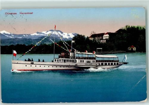 Nr. 976 Chiemsee Salondampfer Photochromie Herpich Martin 1937 Gebrauchsspuren