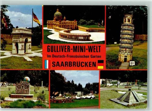 Saarbrücken Gulliver-Mini-Welt Im Deutsch-Französischen Garten Rückseite mit Abschürfungen bzw Kleberesten