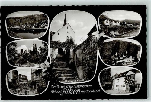 Alken Burg Thurant Innenhof St. Michaes-Kapelle Moselstraße Am Witburg-Tor Rückseite mit Abschürfungen bzw Kleberesten