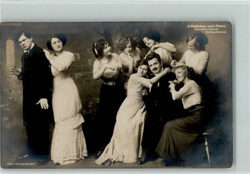 Operetten Sketch - 6 Mädchen und 1 Mann AK Operette 1916 Foto AK