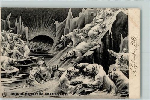 1910 Eisbärengruppe Künstlerkarte AK