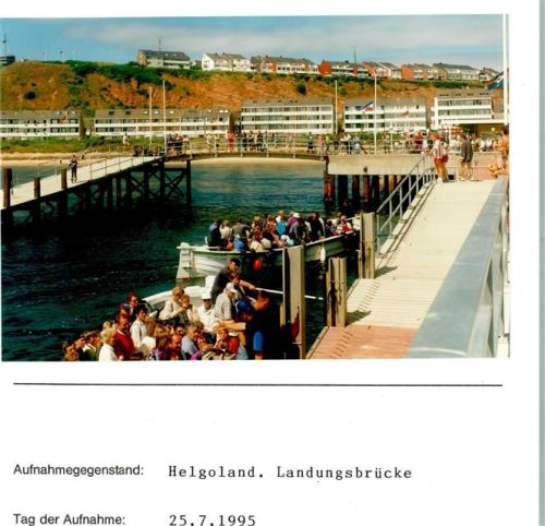 Helgoland Landungsbrücke Foto montiert auf Karton