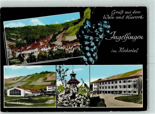 74653 W7118 Ingelfingen - Schule Kirchturm Weintrauben