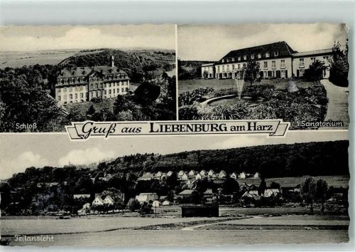 Liebenburg Schloß Sanatorium Rückseite mit Abschürfungen bzw Kleberesten