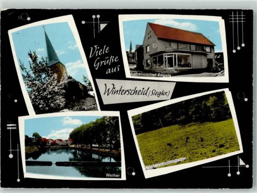 Winterscheid Rückseite mit Abschürfungen und Kleberesten Kirche Lebensmittel Engels Weiher Winterscheidrmühle