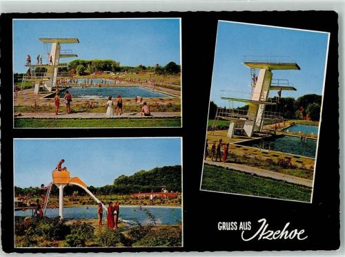 Itzehoe Rückseite mit Abschürfungen und Kleberesten Freibad Klosterbrunnen