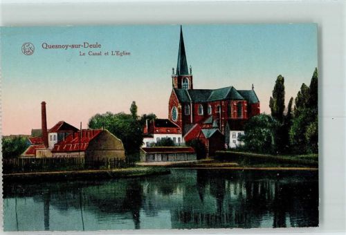 Quesnoy-sur-Deule 1916 Le Canal et Eglise AK
