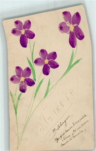 1903 Blumen handgemalt AK Scan verzogen