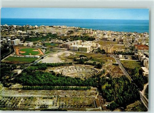Siracusa Fliegeraufnahme Archäologischer Bezirk und Verkürzte Ansicht