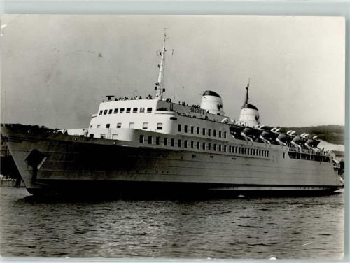 1961 Fähre MS Sassnitz Sassnitz-Trelleburg 12.5.61 Trelleborg Postadombord