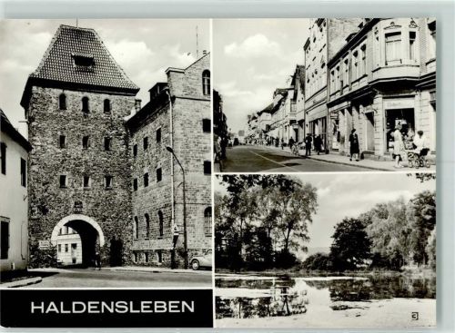 39340 O3240 Haldensleben - Stendaler Tor Ernst-Thälmann-Straße Naturschutzgebiet am Klingteich Rückseite mit Abschürfungen bzw Kleberesten