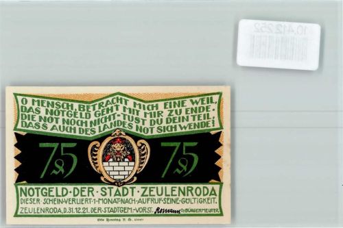 Zeulenroda Notgeld Soldaten in der Schlacht