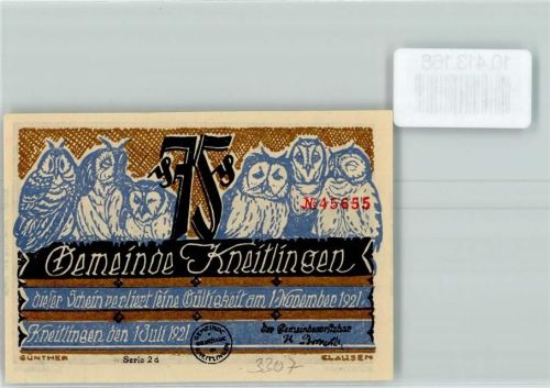 Kneitlingen Notgeld Eulen