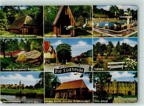 29614 W3040 Soltau - Waldschwimmbad Celle Schloß Walsrode Vogelpark Grabstein Hermann Löns