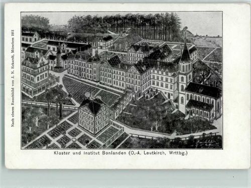 Leutkirch 1912 Kloster und Institut Bonlanden nach einem Rauchbild von J. N. Eckhardt