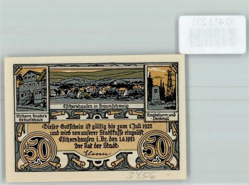 Eschershausen Notgeld Raabetur u. Denkmal