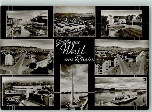 Weil am Rhein Schiff Beladekran Fähre Aussichtsplattform Hafen