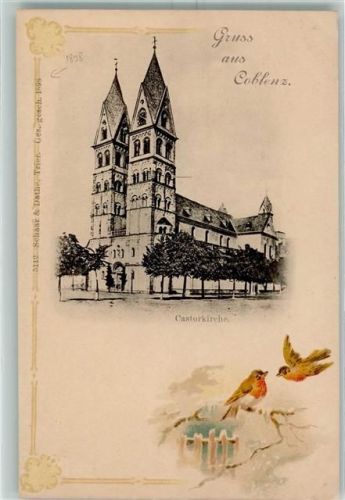 56068 W5400 Koblenz am Rhein - Castorkirche Rotkehlchen Winter
