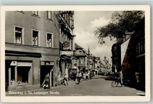 Glauchau Leipziger Straße Foto Geschäft Radfahrer