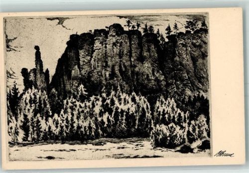 Pfaffendorf Pfaffenstein mit Barbarina Radierung von Artur Henne