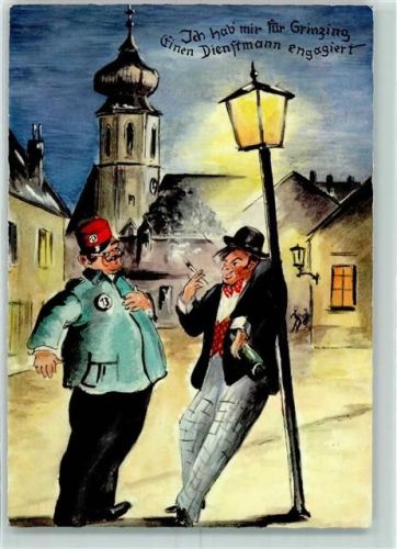 1190 Wien 19. Bezirk, Döbling - Humor Laterne Rauchen Betrunken Dienstmann Grinzing