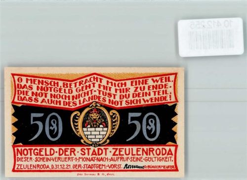Zeulenroda Notgeld Kl. Wolschendorf