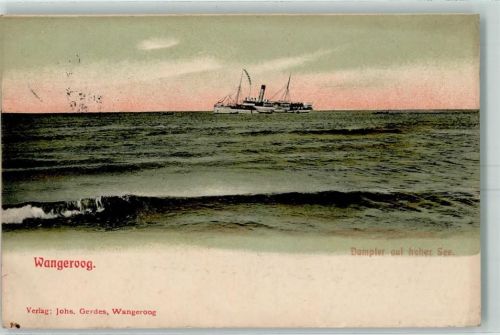Nordseeheilbad Wangerooge 1908 Dampfer auf hoher See