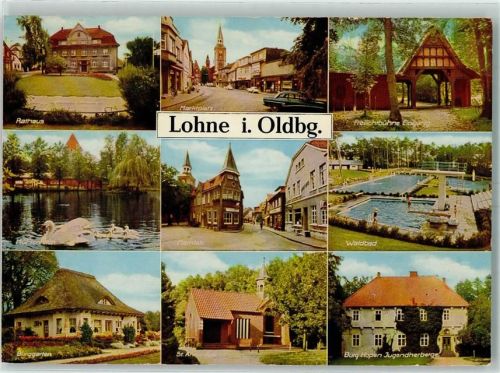 Lohne Rathaus Mühlenteich Schwäne Jugendherberge Burg Hopen Burggarten