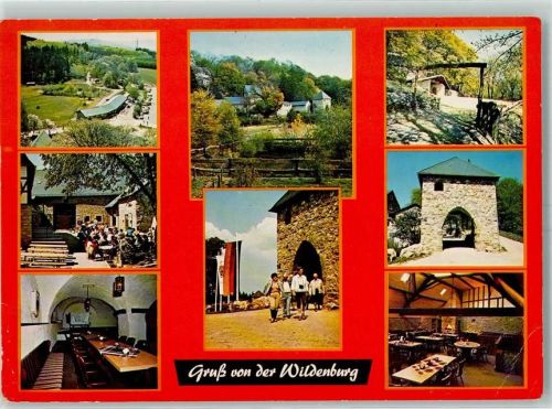 Kempfeld Gasthaus Wildenburg Innenansichten Hofterrasse Torbogen Wanderer