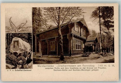 99842 O5906 Ruhla - Gasthaus Dreiherrnstein J.V. von Scheffel-Denkmal