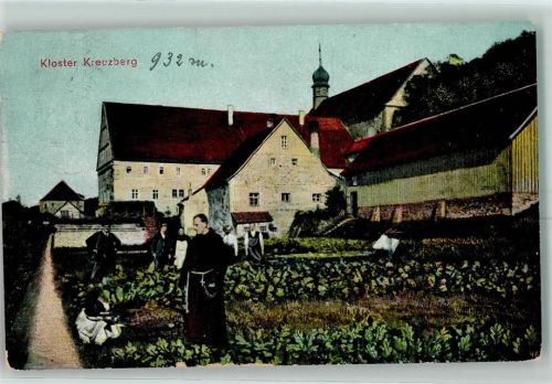 Kreuzberg 1909 Kloster Kreuzberg Franziskanermönch Gemüsegarten Klosterstempel