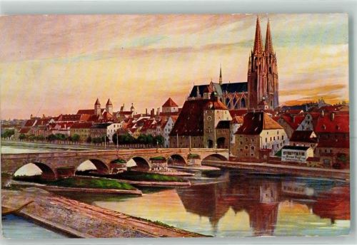 Regensburg 1913 Steinerne Brücke Geschäft Anton Vogt Ort lt. Stempel