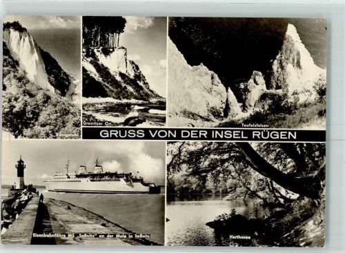 Rügen Teufelsfelsen Eisenbahnfähre MS Saßnitz Leuchtturm Königstuhl