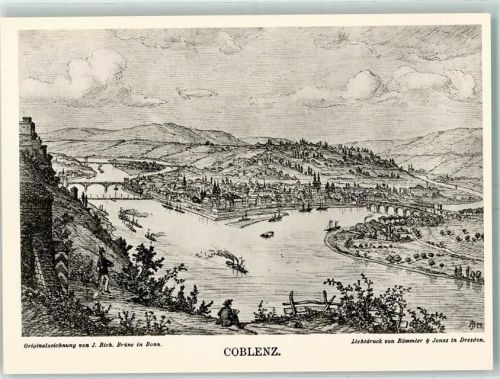 Koblenz Mosel Rhein Zeichnung v. J. Rich Sammlung Alt Koblenz