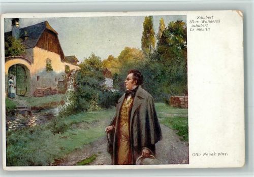 Schubert - Das Wandern - BKW Nr. 1613 AK Wiener Kunst