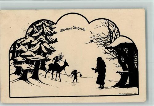 Schattenbilder Reihe XXIII Vom heiligen Frieden - Weihnachten Nikolaus AK
