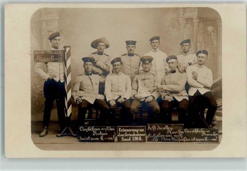 Griesheim Griesheimer Sand Soldaten Gruppenfoto Wegweiser Strassburg